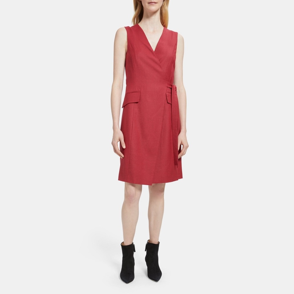 NWT Theory Sleeveless Wool Wrap Dress in Purple